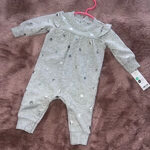 Carter's Gray Star One Piece with Ruffle Detail